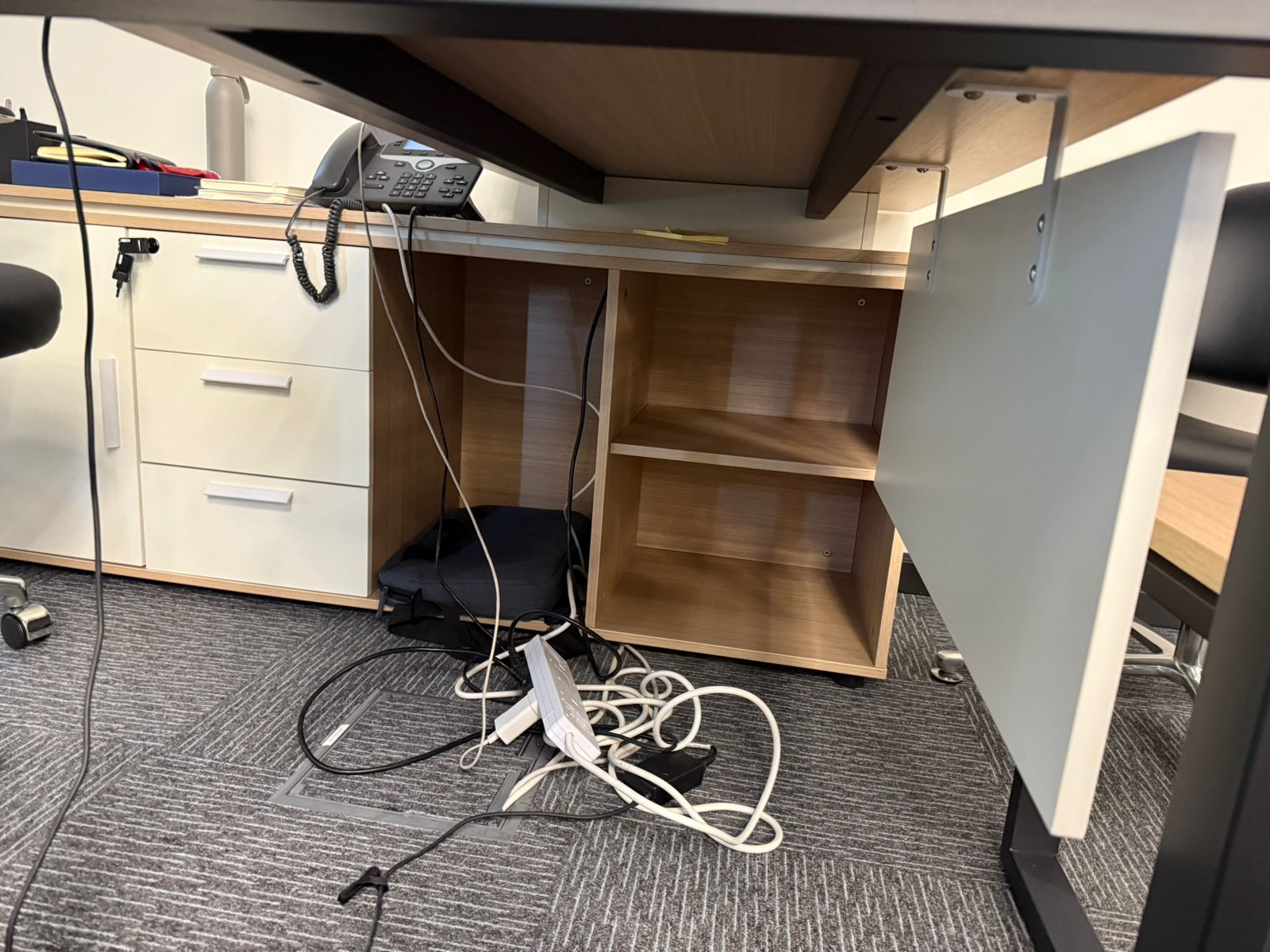 Before Cable Management - Exposed cables and clutter